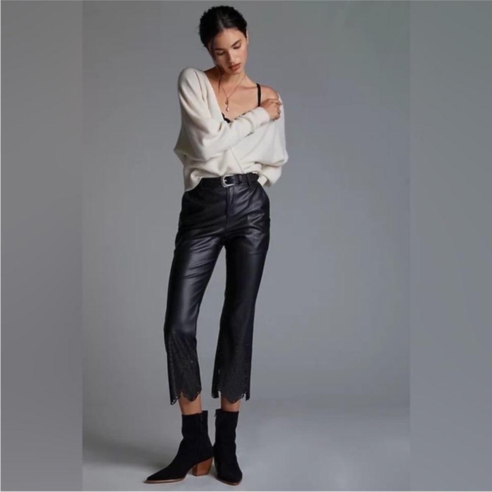 Faux Leather Cropped Pants by Anthropologie